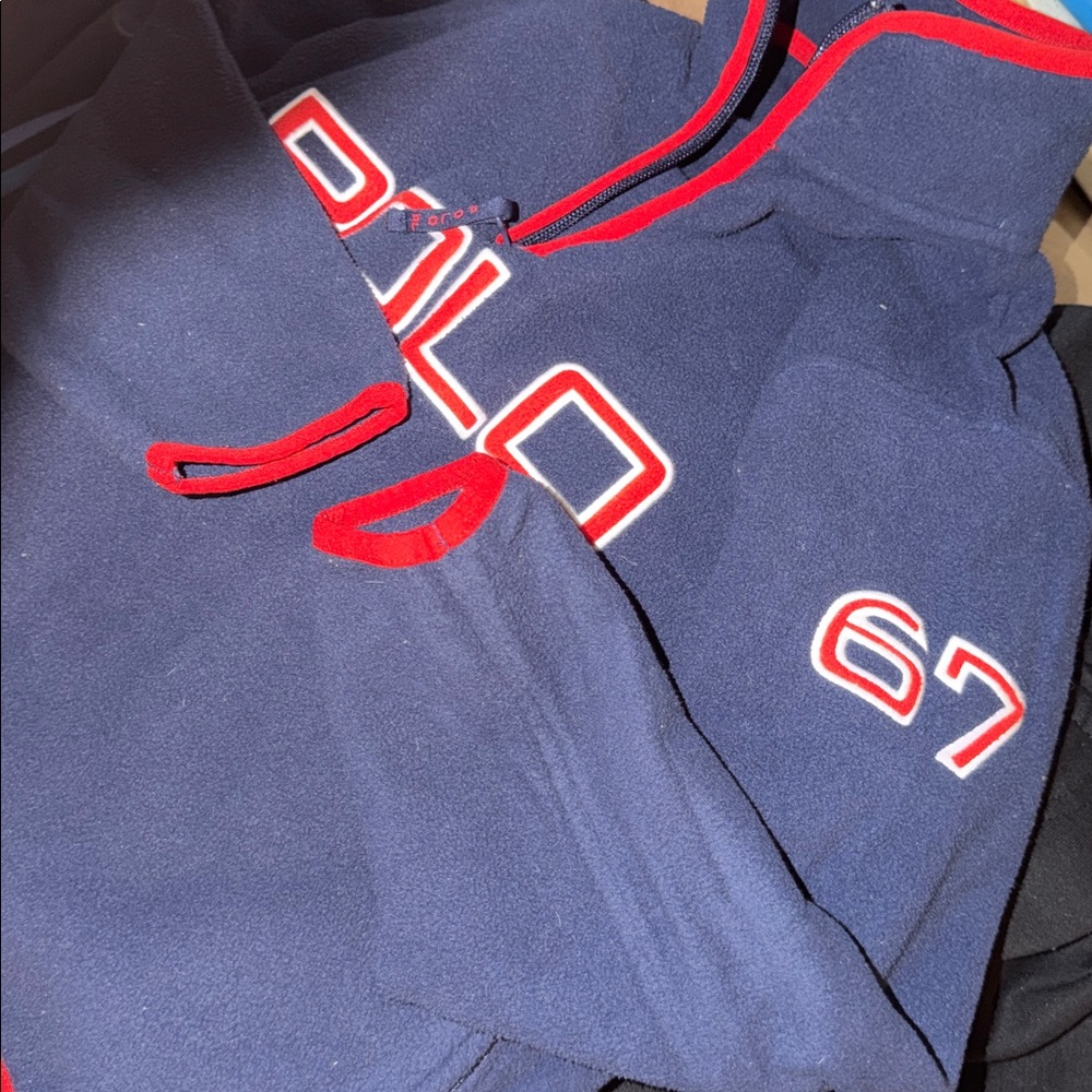 Polo Navy Half-Zip Fleece with Red Trim